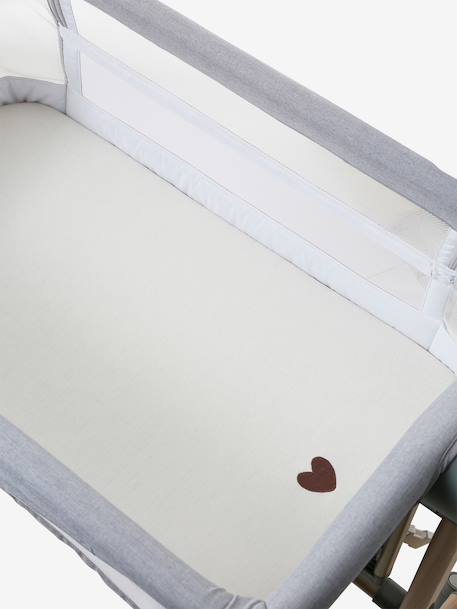 Lot de 2 housses pour berceau et cododo en coton bio* blanc+blanc imprimé+ficelle+marine/écru - vertbaudet enfant 