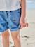 Geborduurde short voor meisjes middenblauw+rozen+saliegroen - vertbaudet enfant 