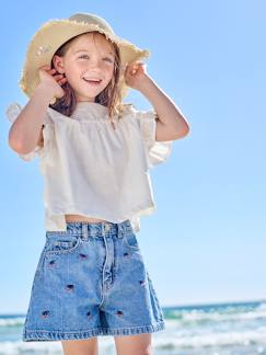 -Short fille brodé