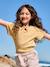 T-shirt voor meisjes met een fantasieknoop blauw, gestreept+geel - vertbaudet enfant 