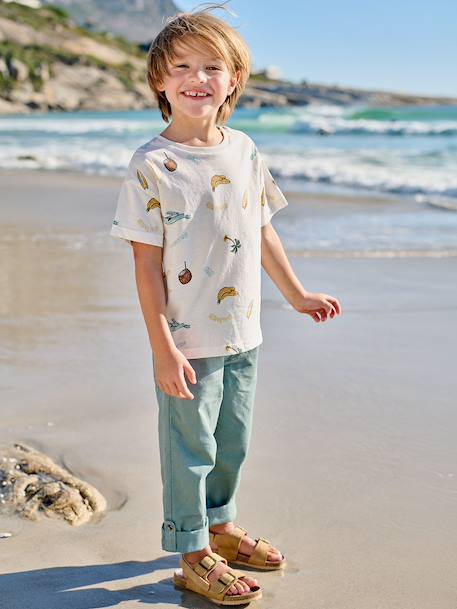 T-shirt manches courtes blanc+vert d'eau - vertbaudet enfant 