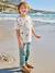 T-shirt manches courtes blanc+vert d'eau - vertbaudet enfant 