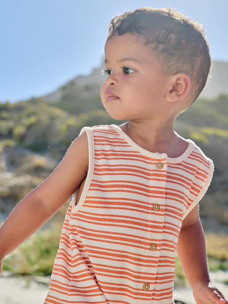 Gestreepte combishort baby's ecru - vertbaudet enfant 