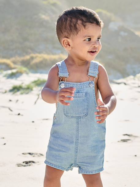 Salopette courte bébé garçon denim double stone - vertbaudet enfant 