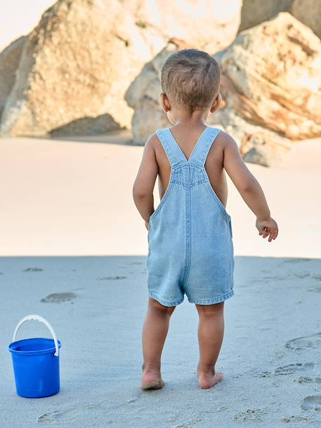 Salopette courte bébé garçon denim double stone - vertbaudet enfant 
