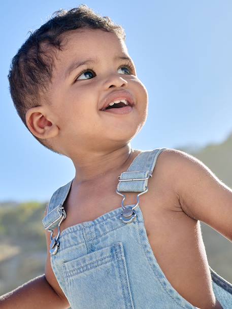 Salopette courte bébé garçon denim double stone - vertbaudet enfant 