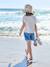 Geborduurde short voor meisjes middenblauw+rozen+saliegroen - vertbaudet enfant 