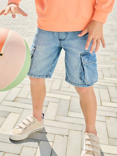 Bermuda en jean garçon battle double stone - vertbaudet enfant 