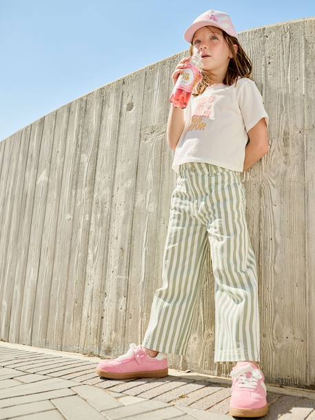 Pantalon fille rayé vert sauge - vertbaudet enfant 