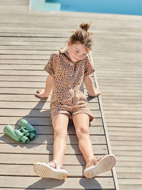 Fille-Salopette, combinaison-Combi short fille twill coton