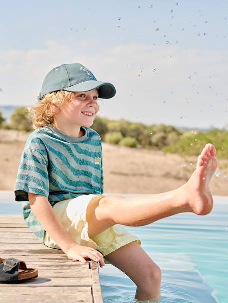 T-shirt zèbre manches courtes garçon bleu pétrole - vertbaudet enfant 