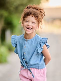 -Blouse denim manches volantées