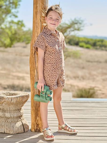 Combi short fille twill coton beige - vertbaudet enfant 