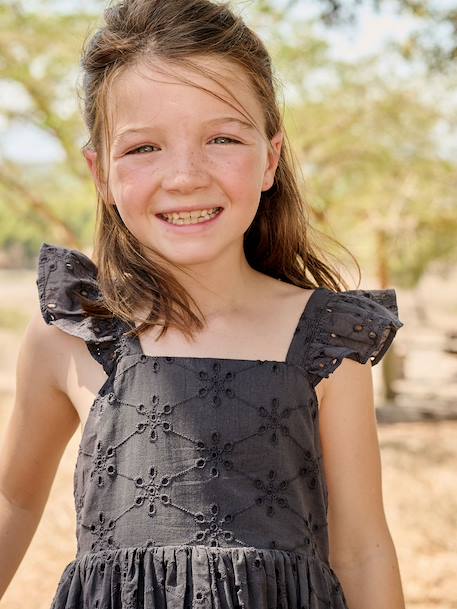 Robe fille broderie anglaise gris ardoise - vertbaudet enfant 