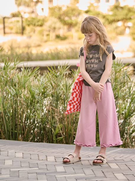 T-shirt met korte mouwen antraciet+ecru+rozen - vertbaudet enfant 