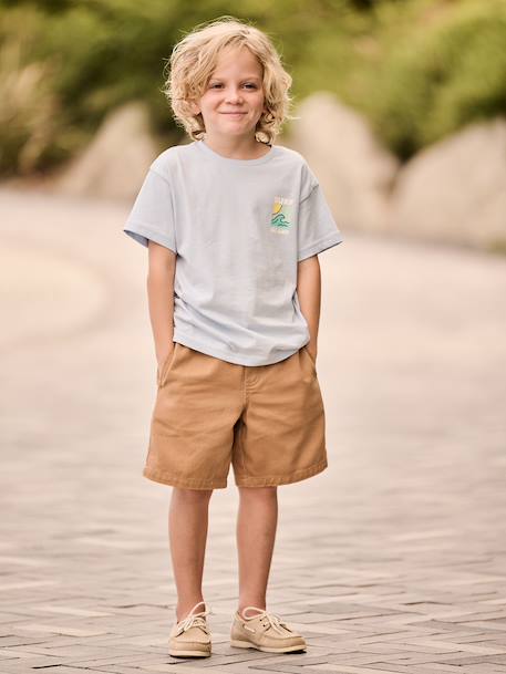Jongensshirt met motief op de voor- en achterkant hemelsblauw+oceaanblauw+rozenhout+wit - vertbaudet enfant 