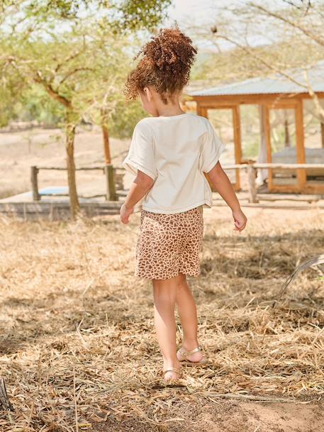 Short twill fille imprimé beige - vertbaudet enfant 