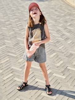 -Denim short voor meisjes met motieven