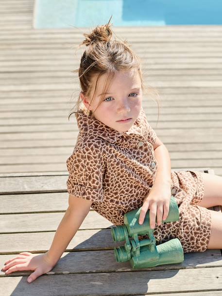 Combi short fille twill coton beige - vertbaudet enfant 