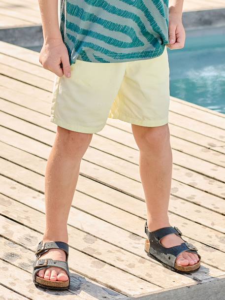 Bermuda garçon élastique bleu jean+jaune pastel+vert sapin - vertbaudet enfant 