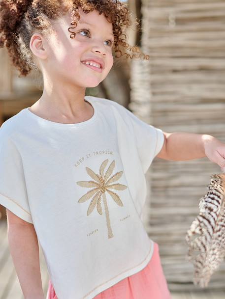 T-shirt manches courtes fille écru - vertbaudet enfant 