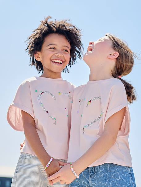Lot 2 T-shirts et 2 bracelets meilleures amies lilas - vertbaudet enfant 