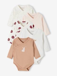 -Lot de 5 bodies manches longues bébé ouverture naissance