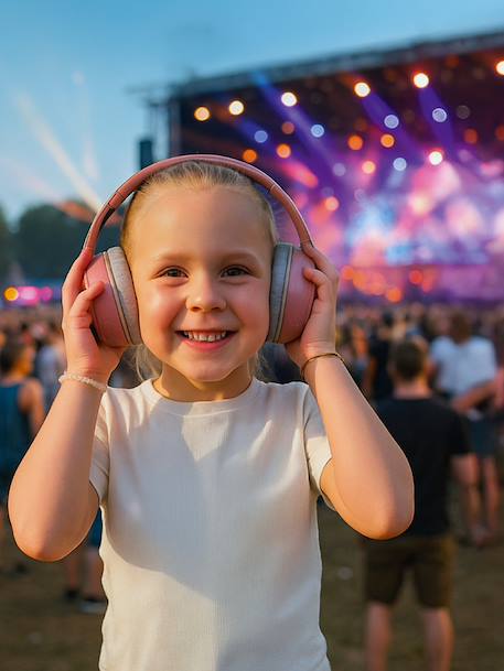 Geluidsreducerende hoofdtelefoon groen+rozen - vertbaudet enfant 