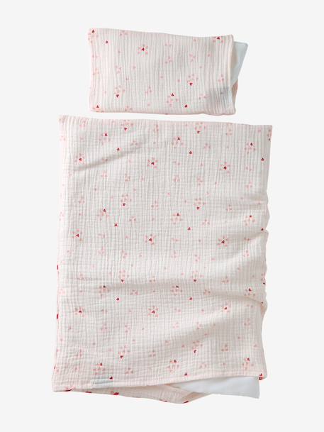 Couette + oreiller poupon en gaze de coton caramel+jaune+rose+rose+rose imprimé - vertbaudet enfant 