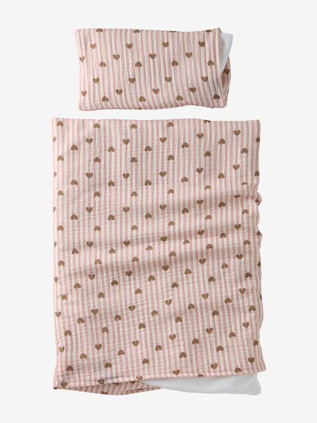 Couette + oreiller poupon en gaze de coton caramel+jaune+rose+rose+rose imprimé - vertbaudet enfant 