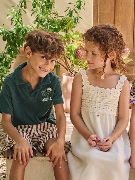 Robe fille crochet bretelles écru - vertbaudet enfant 