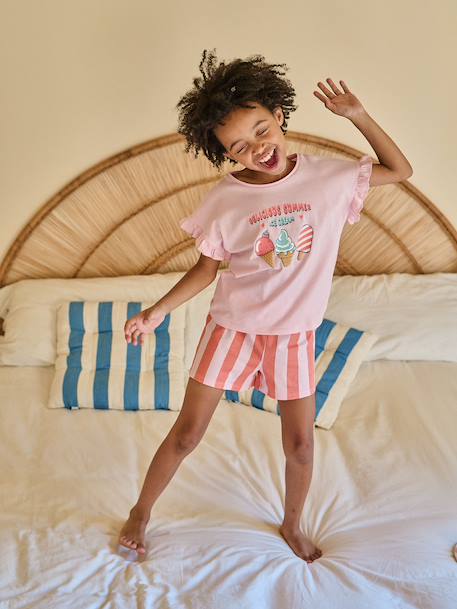 Set van 2 pyjama short met korte mouwen voor meisjes rozen - vertbaudet enfant 