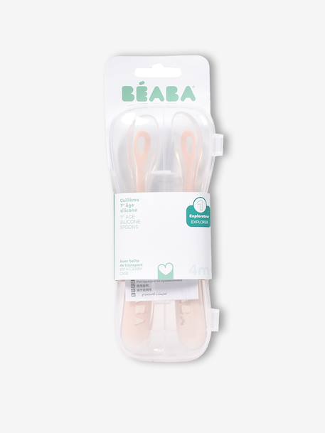 Set van 2 ergonomische lepels + BEABA-transportdoos ROZE/GRIJS - vertbaudet enfant 