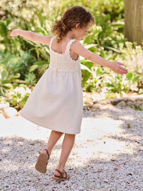 Robe fille crochet bretelles écru - vertbaudet enfant 