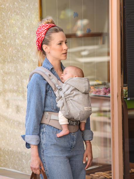 Porte-bébé physiologique HoodieCarrier 2 gris+noir+noir imprimé - vertbaudet enfant 
