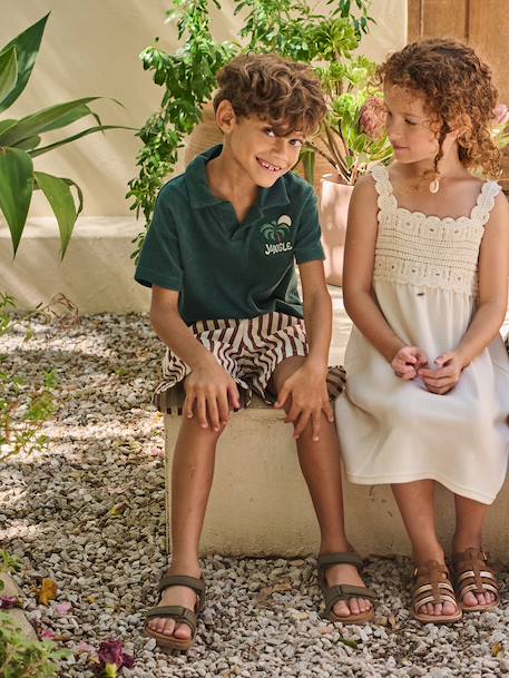 Polo garçon manches courtes vert sapin - vertbaudet enfant 