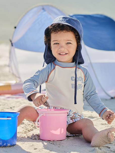 Zonnehoed voor baby's met afneembare nekbeschermer indigoblauw - vertbaudet enfant 