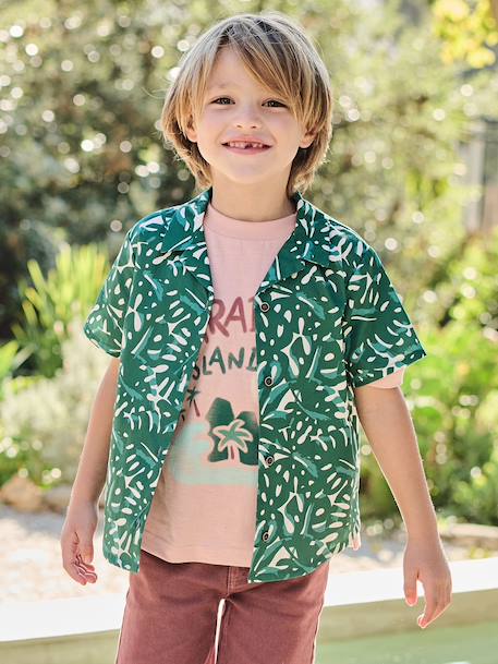 Hemd voor jongens met print groen, bedrukt - vertbaudet enfant 