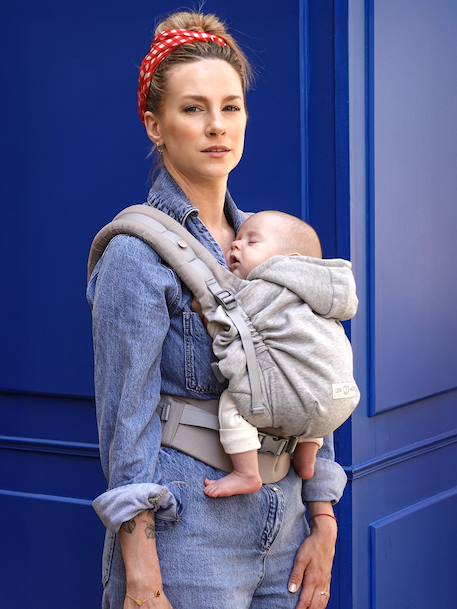 Porte-bébé physiologique HoodieCarrier 2 gris+noir+noir imprimé - vertbaudet enfant 