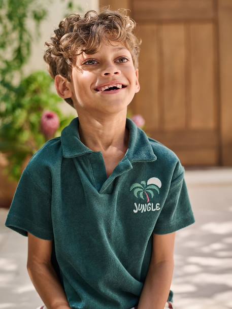 Polo garçon manches courtes vert sapin - vertbaudet enfant 