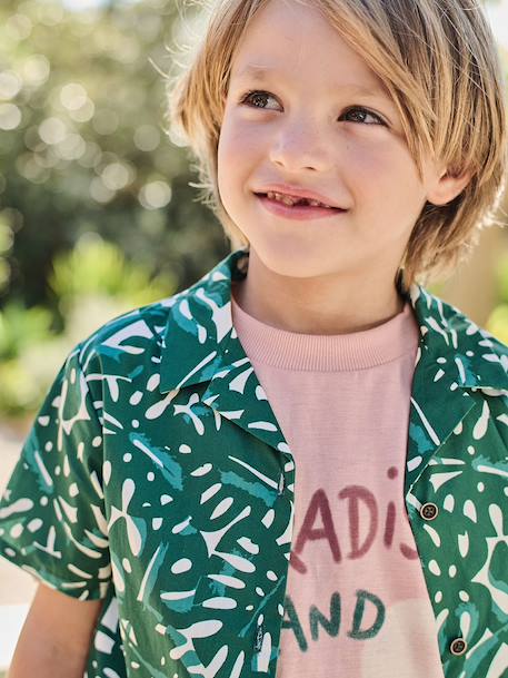 Hemd voor jongens met print groen, bedrukt - vertbaudet enfant 