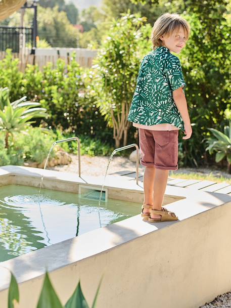 Bermuda garçon 5 poches argile+bleu grisé+terracotta+vert émeraude - vertbaudet enfant 