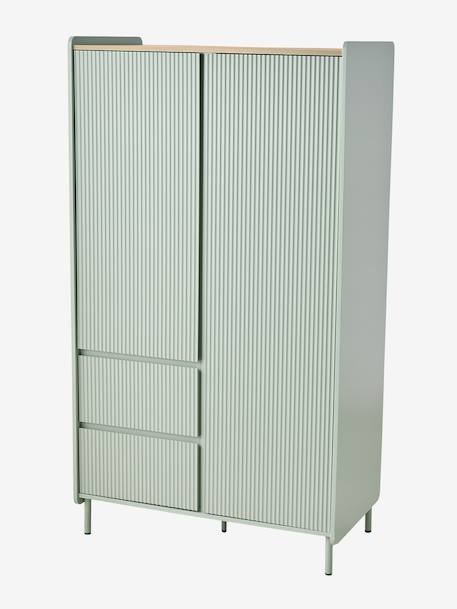 Armoire 2 portes 2 tiroirs cannelé vert - vertbaudet enfant 