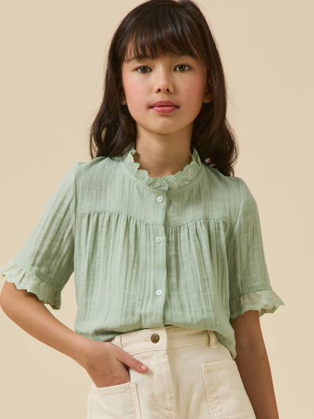 Fille-Chemise, blouse, tunique-Chemise fille en gaze - coton biologique