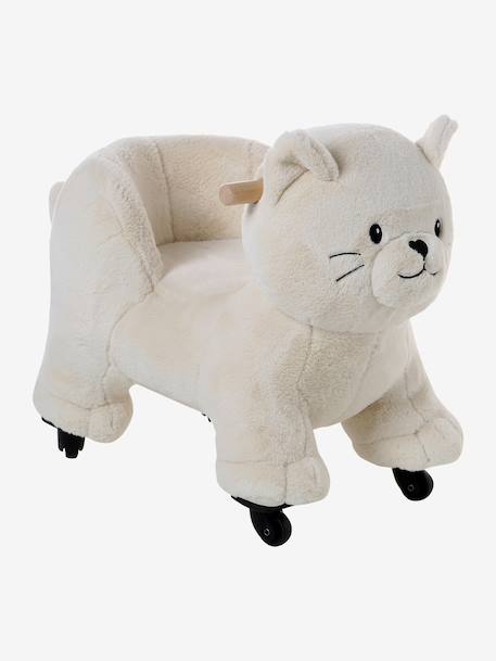 Porteur animal à roulettes en bois FSC® blanc+chocolat+marron+rose - vertbaudet enfant 