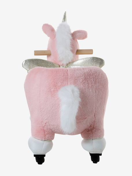 Porteur animal à roulettes en bois FSC® blanc+chocolat+marron+rose - vertbaudet enfant 