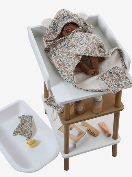 Set cape de bain + gant + lingettes poupon en gaze de coton jaune - vertbaudet enfant 