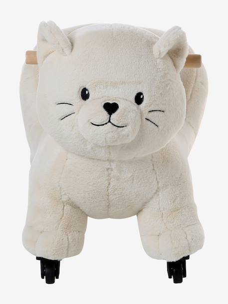 Porteur animal à roulettes en bois FSC® blanc+chocolat+marron+rose - vertbaudet enfant 