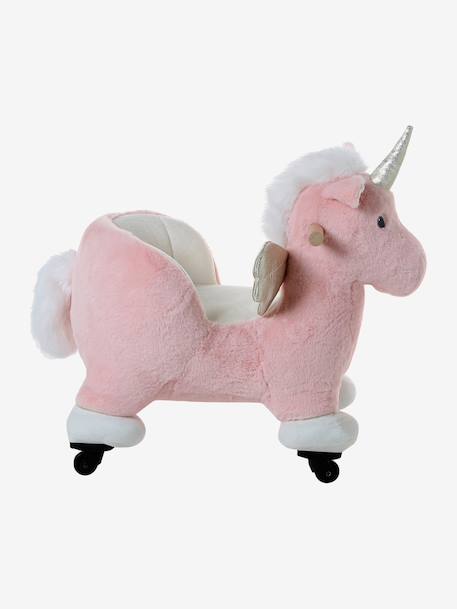 Porteur animal à roulettes en bois FSC® blanc+chocolat+marron+rose - vertbaudet enfant 