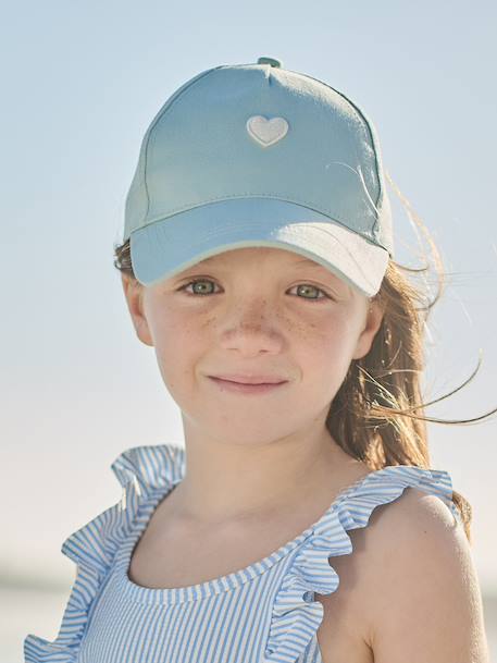 Casquette enfant fille coeur brodé bleu pâle+vert d'eau - vertbaudet enfant 
